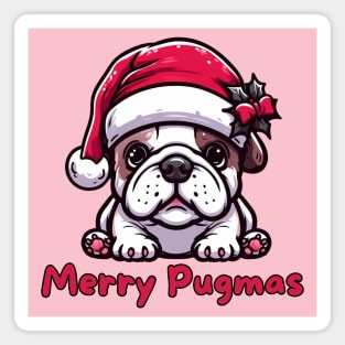 Merry Pugmas Funny Christmas Pug Dog Pet Puppy Xmas Secret  Santa Magnet